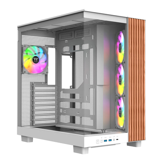 Thermaltake View 380 XL WS ARGB; Mid Tower Chassis; Side Wood Trim; 4x120mm ARGB Lite Fans Included; 420mm GPU Clearance; ATX/mATX/mITX; Hidden