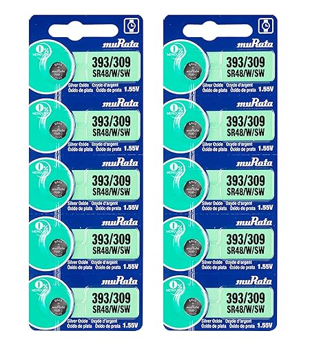 Murata 393/309 Battery SR48/W/SW 1.55V Silver Oxide Watch Button Cell (10 Batteries)