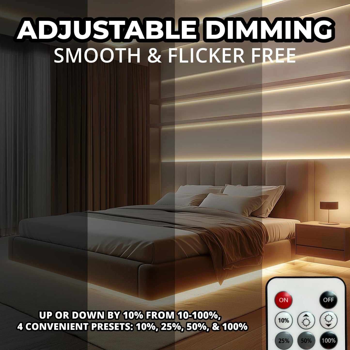 GLOWTRACE COB LED Strip Light Kit - 16.4ft Warm White (3000K), Dimmable with RF Remote, Peel & Stick DIY, Under Cabinet Lighting, LED Lights