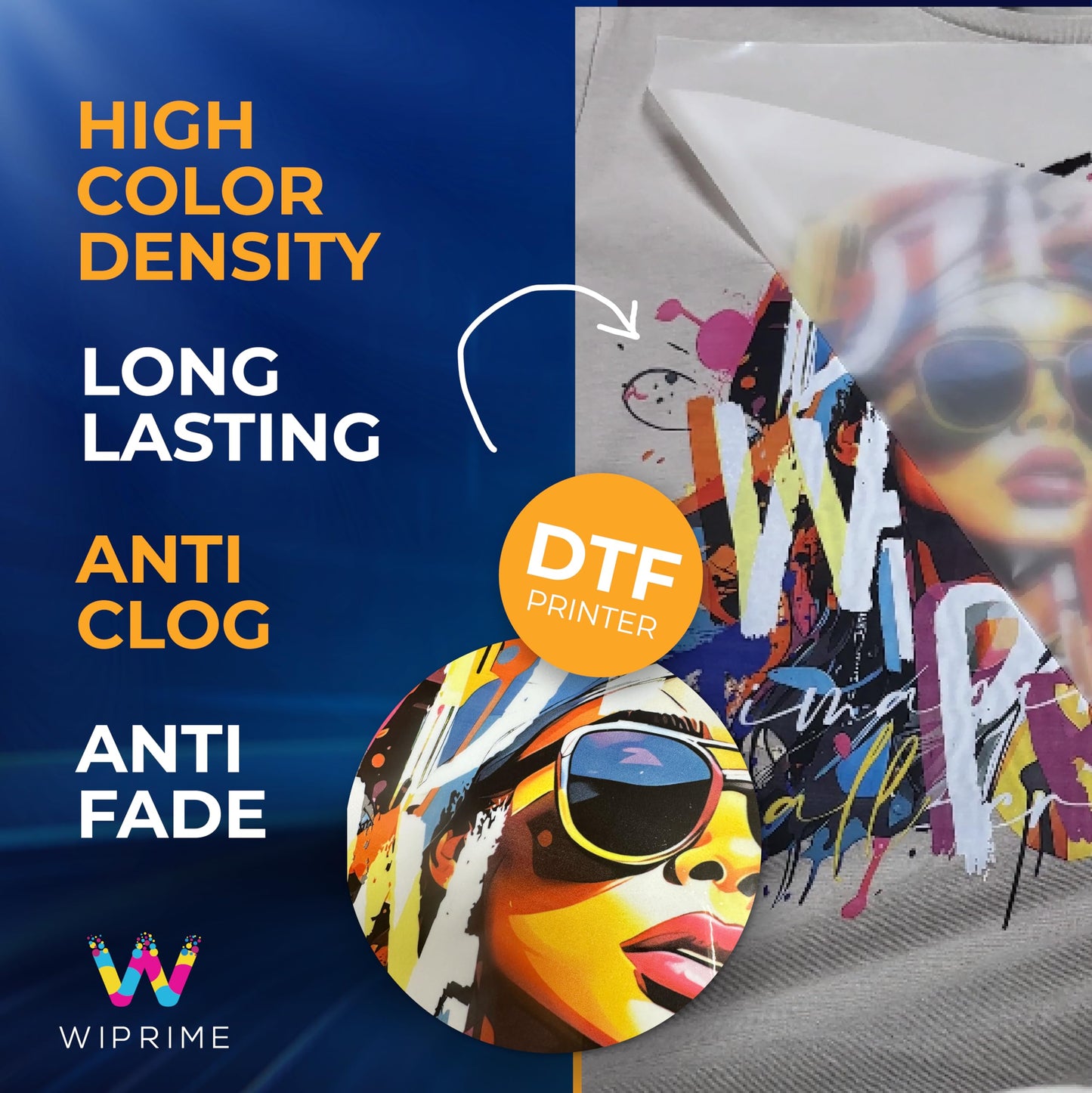 WIPRIME DTF Ink Premium 6 x 250 ml Heat Transfer Ink kit for Conversion Refill for Print Head L1800, R2400, L800, 1430, P400, P800, R2000, XP-15000