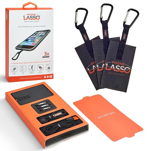 Phone Lanyard Adjustable Neck and Wrist Straps Universal Phone Tether Works with All Case Styles Multi-Pack x3 (Black)