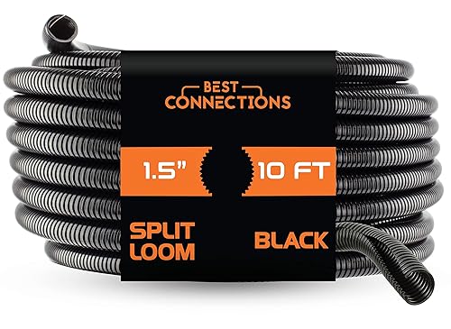 BEST CONNECTIONS Split Wire Loom Flex-Guard Convoluted Tubing Protective Split Cable Sleeves for Auto Home Industrial Electrical Wires Chemical