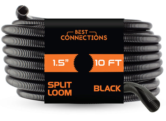 BEST CONNECTIONS Split Wire Loom Flex-Guard Convoluted Tubing Protective Split Cable Sleeves for Auto Home Industrial Electrical Wires Chemical