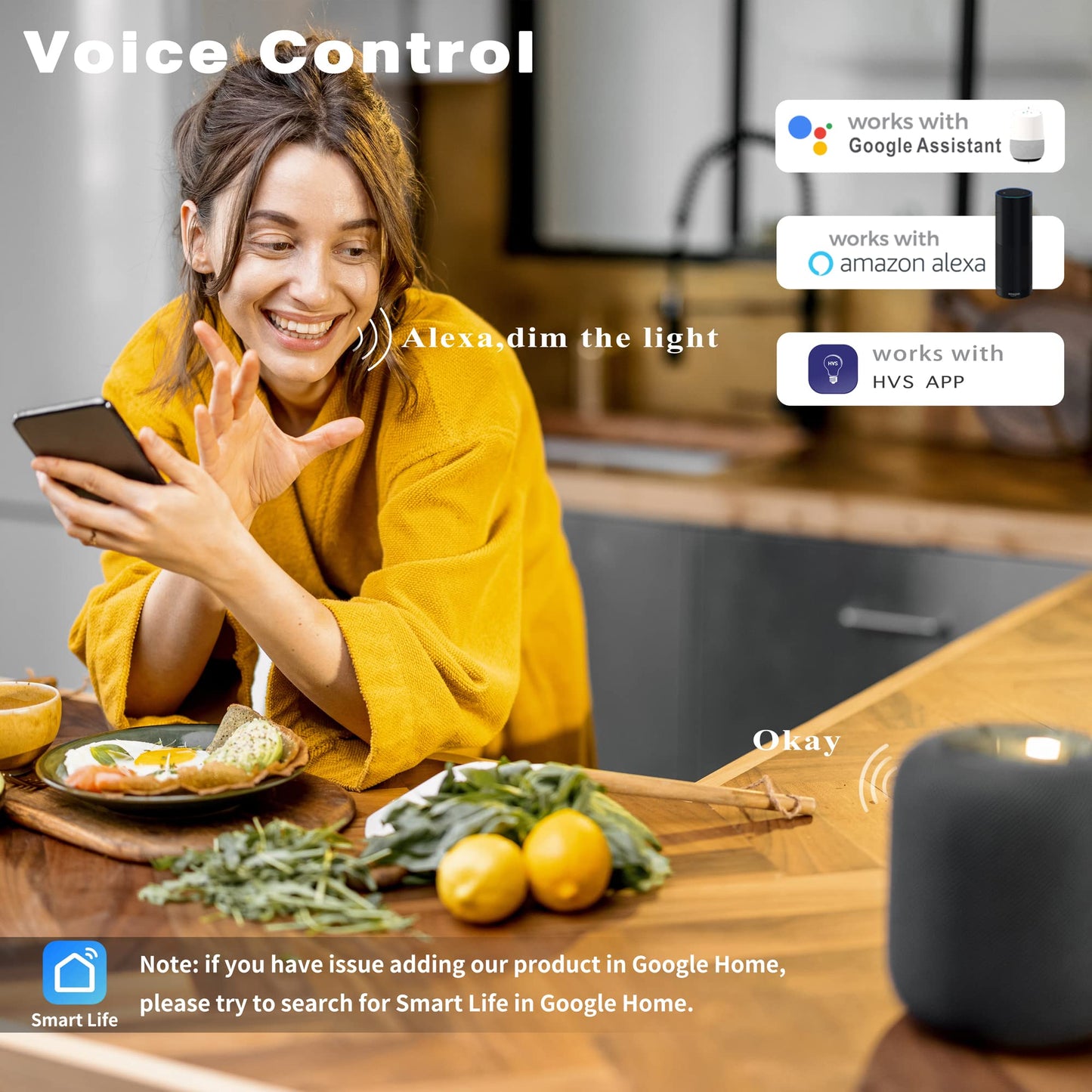 Homevenus HVS Smart Light Bulbs,9W A19 E26 Dimmable Tunable Cool Warm White LED Light Bulb 2500k-6500k, APP Control 2.4GHz WiFi Bluetooth Assist