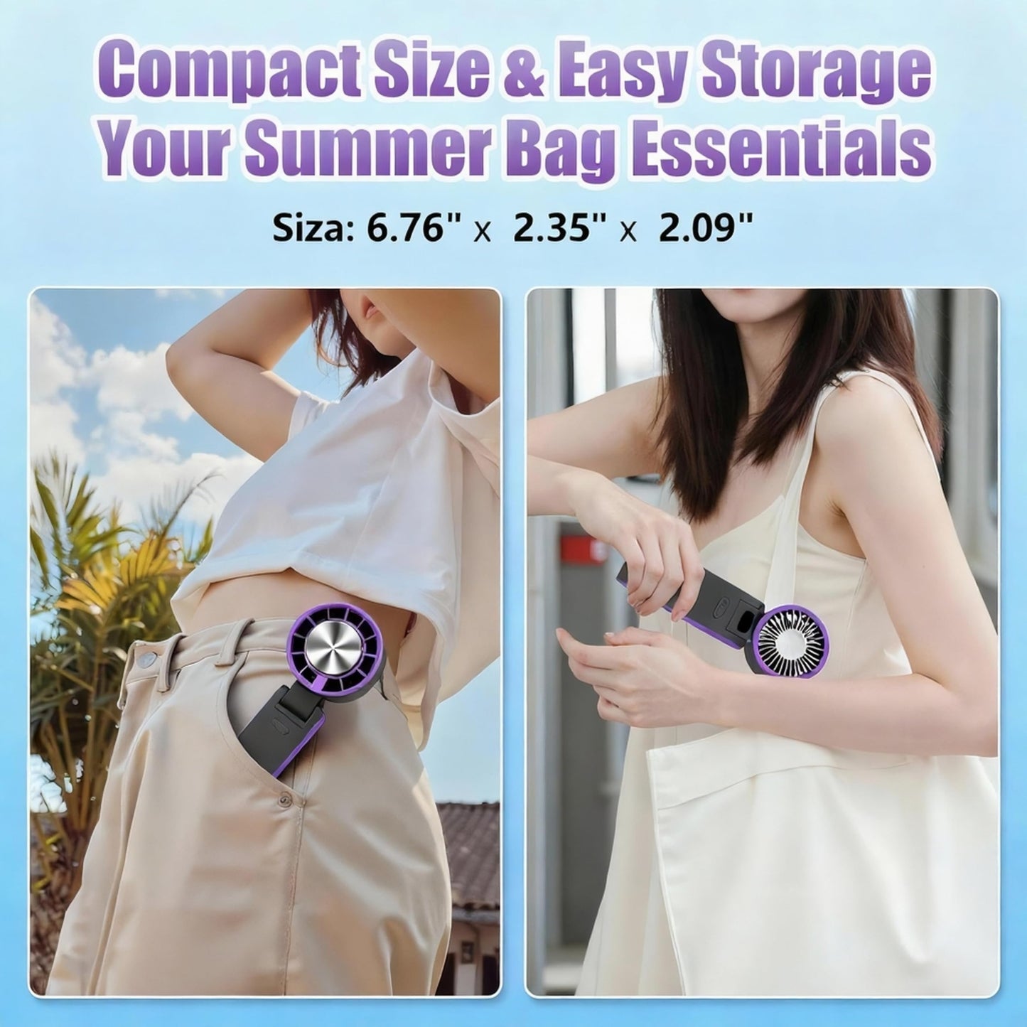 LENEFU Small Fan Foldable,Handheld Fan with Lanyard,Portable Cooling Hand Mini Fans,with Cold Plate 4000mAh Strong Wind USB Fast Charging Pocket