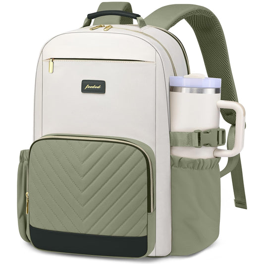 Focdod Laptop Backpack for Women Bookbag: 17 inch Work Backpacks with Pouch Pocket for Large Capacity Cup & USB Charger College Book Bag Travel