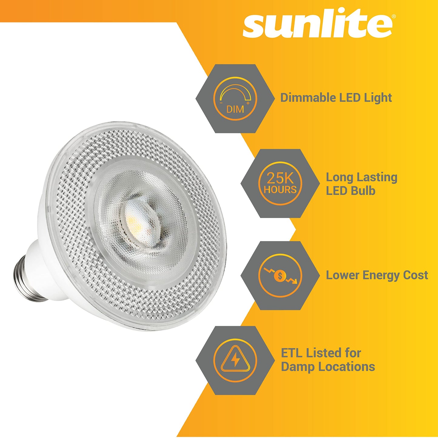 Sunlite LED PAR30 Long Neck Recessed Light Bulb, 9 Watt, (75W EQ), 850 Lm, Medium E26 Base, Dimmable, ETL Listed, 35 Degrees Beam Angle, 5000K