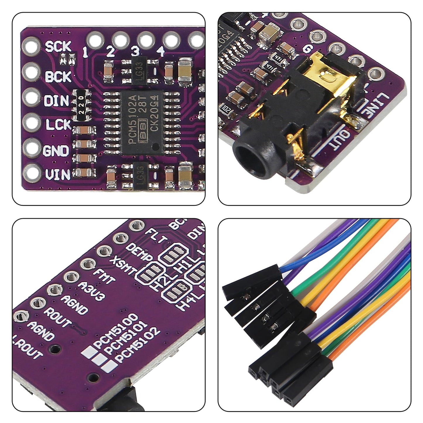 3Pcs PCM5102 Interface I2S Stereo PCM5102A Digital Audio DAC Decoder Module GY-PCM5102 Voice Module Player Board Digital-to-Analog Converter IIS I2S