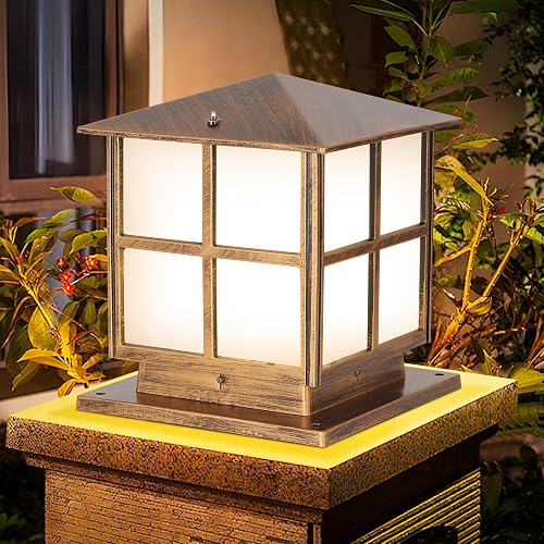 SLAWA Outdoor Post Lights Fixture, Modern Yard Entry Outdoor Column Lights with Aluminum Housing, Patio Pillar Lights Outdoor with Tempered Glass
