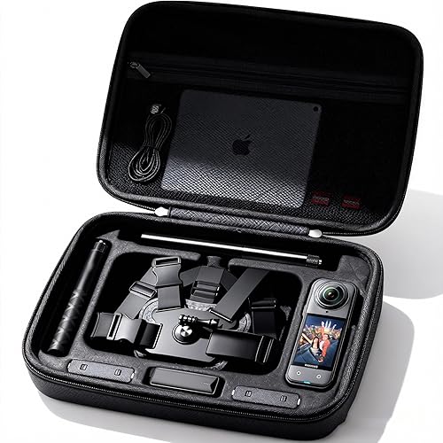 MeloSync Hard Shell Carrying Case for Insta360 X5 & X4X3 Cameras - EVA Lined, Large Capacity, Ideal for Accessories