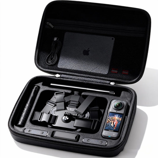 MeloSync Hard Shell Carrying Case for Insta360 X5 & X4X3 Cameras - EVA Lined, Large Capacity, Ideal for Accessories