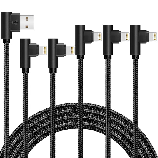 APFEN iPhone Cable 5 Pack(3/3/6/6/10FT) MFI Certified Cable Lightning Fast Charger Nylon Braided Data Cord 90 Degree Elbow for Game Video Compatible…