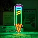 Neonawall Pen Neon Sign for Wall Decor Students Light Up Led Sign Birthday Party Gifts Led Decorative Night Signs School Class Room Decorations