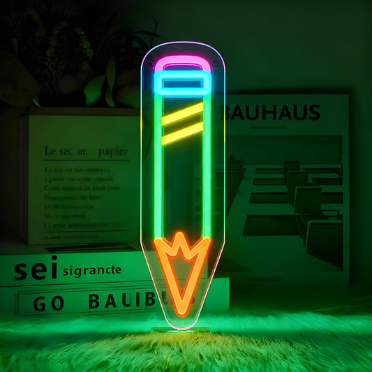 Neonawall Pen Neon Sign for Wall Decor Students Light Up Led Sign Birthday Party Gifts Led Decorative Night Signs School Class Room Decorations