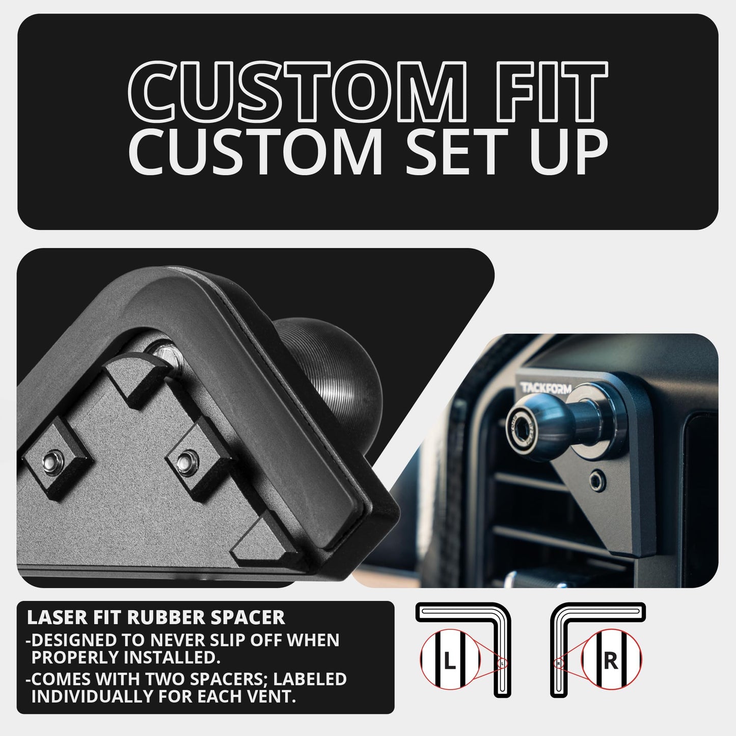 Tackform Link Vent Mount Magnetic Phone Holder - Compatible with '21-'25 Ford F150 & Raptor, '23-'25 Ford Super Duty | Aluminum Base | Short Reach |