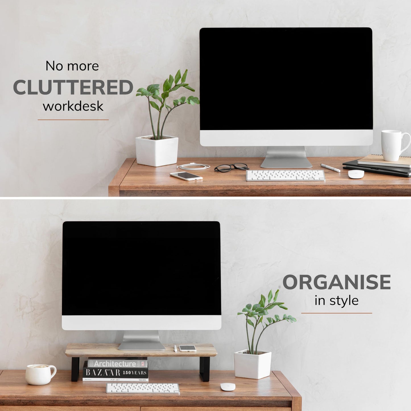 Anji Mountain Monitor Stand - Desktop Organizer & Laptop Riser, Ergonomic Monitor Riser, Space-Saving Monitor Stand for Desk, Durable Construction
