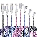 Eversame Right Angle USB C Cable(4-Pack 10ft), Nylon Braided USB A to USB C Charger Fast Charging Cord Compatible with Samsung Galaxy S24 S23 S8 S9