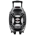 QFX PBX-61081 Rechargeable Portable Speaker | 8" Woofer | 400 Watts | Bluetooth, AUX, SD Card, FM Radio | Handle, Wheels, 12 Lbs | Perfect