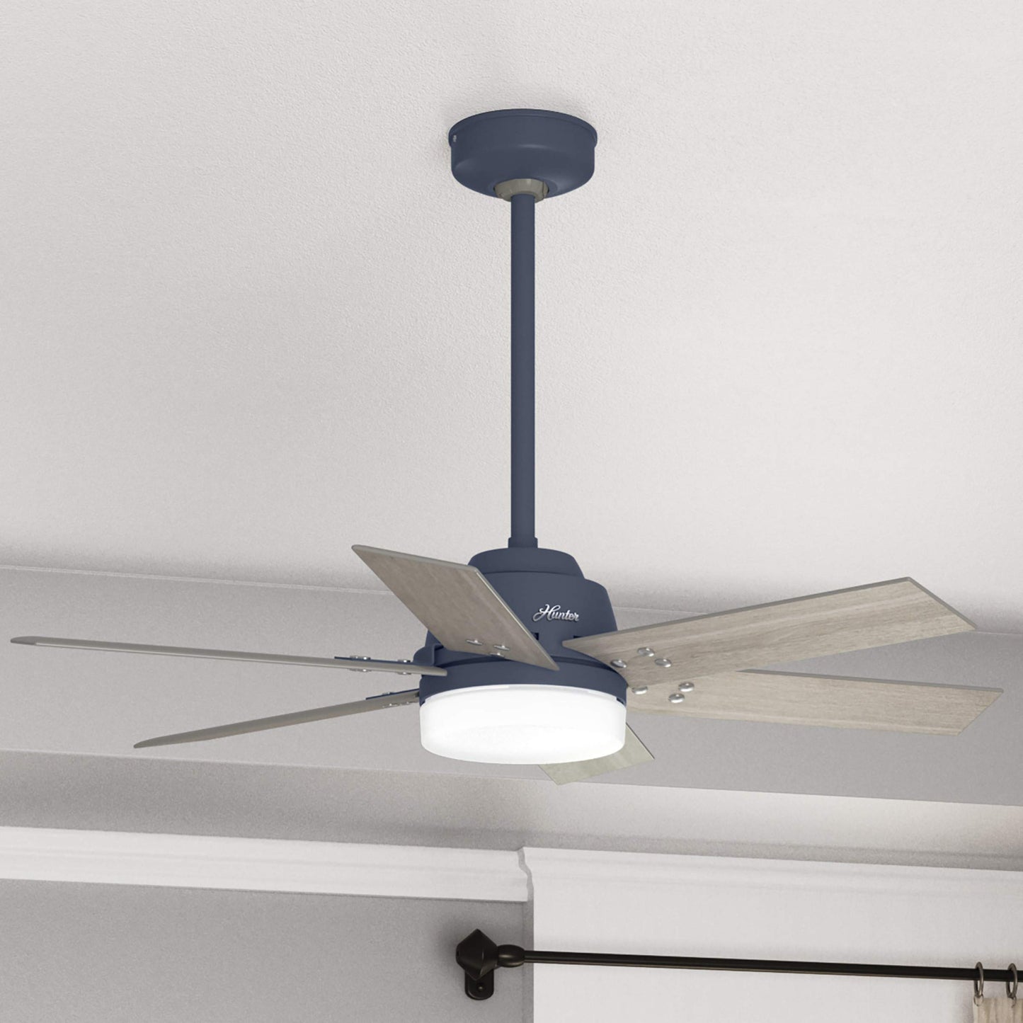 Hunter Fan 44 inch Casual Indigo Blue Indoor Ceiling Fan with LED Light Kit and Remote Control (Renewed)