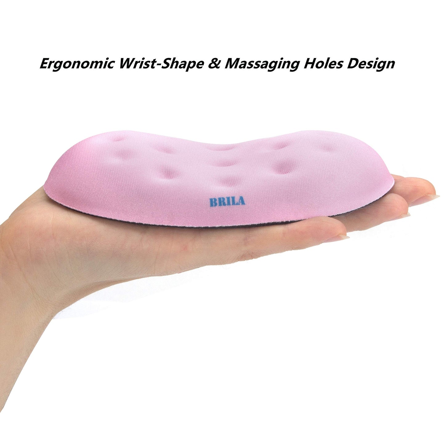 BRILA Ergonomic Memory Foam Mouse Wrist Rest Support Pad Cushion for Computer, Laptop, Office Work, PC Gaming - Massage Holes Design - Wrist Pain