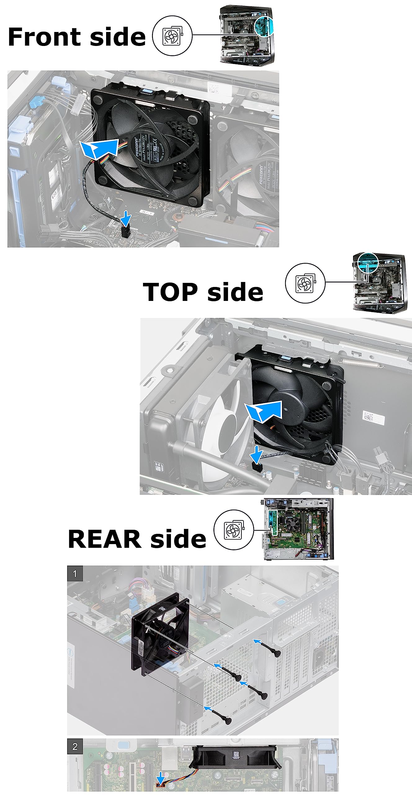 Deal4GO Front & TOP Chassis Cooling Fan Cage Fan w/Bracket WPKXN 7DJGC 76PC8 Replacement for Dell XPS 8950 8960 Precision 3660 3650 Alienware R13