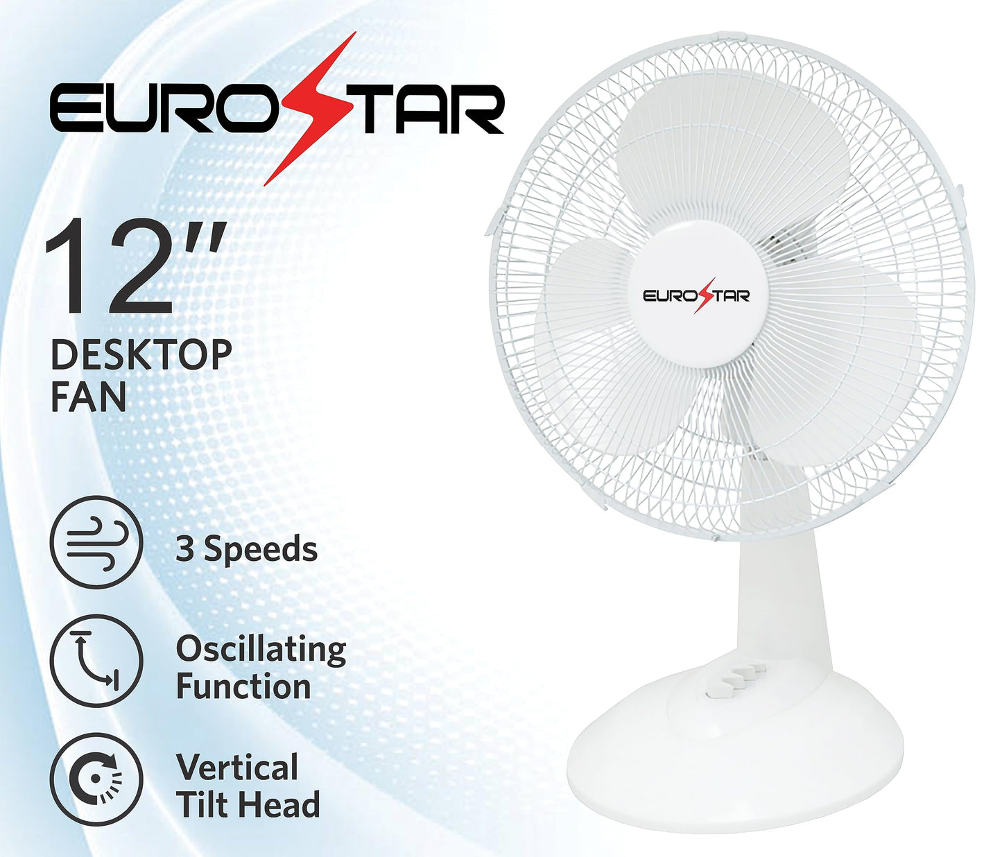EUROSTAR FDF12W 12" Desktop Fan, White