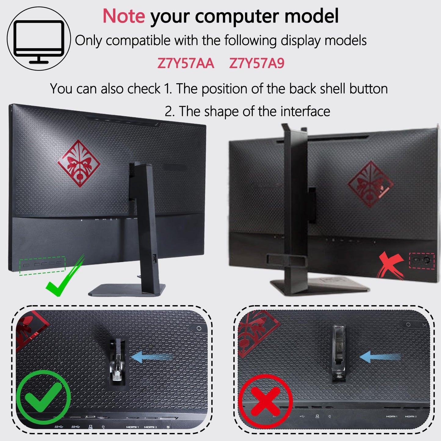 OMEN 25 VESA Mount Adapter Compatible with HP 25" Gaming Monitor?Compatible with OMEN 25, Z7Y57AA, Z7Y57A9?- 75x75 to 100x100 wall Mount Bracket