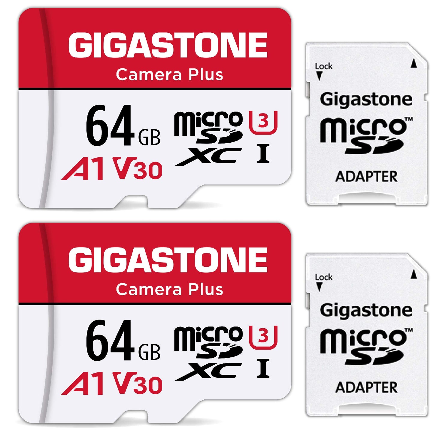 Gigastone 64GB Micro SD Card 2-Pack, Camera Plus, MicroSDXC Memory Card for Wyze Cam, Security Camera, Smartphone, Fire Tablet, 4K Video Recording