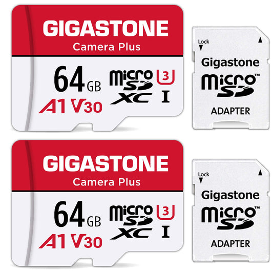 Gigastone 64GB Micro SD Card 2-Pack, Camera Plus, MicroSDXC Memory Card for Wyze Cam, Security Camera, Smartphone, Fire Tablet, 4K Video Recording