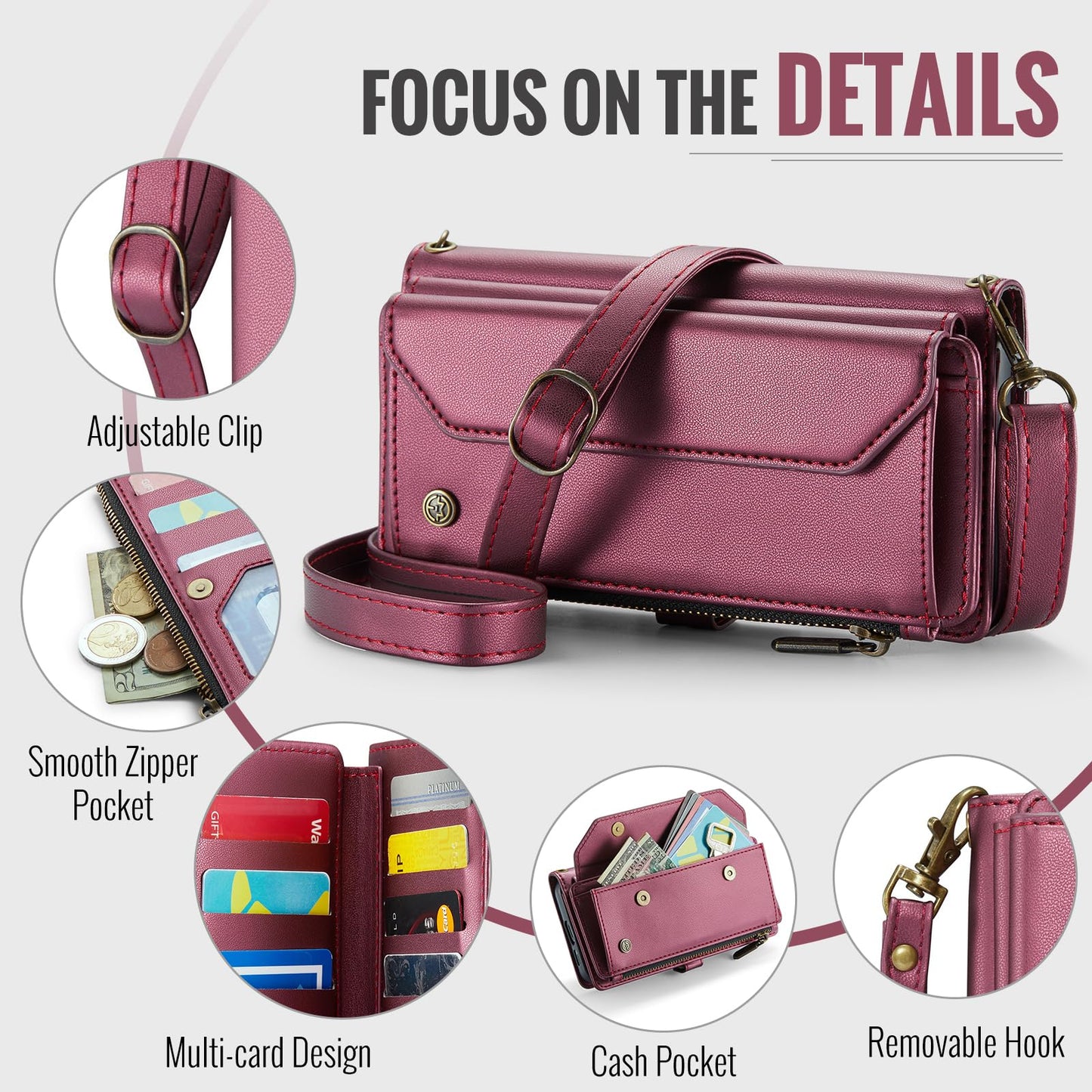 COVO for Samsung S24 Case with RFID Blocking for Samsung Galaxy S24 Wallet Case for Women Men, PU Leather Magnetic Flip Strap Zipper Card Holder Phone