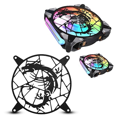 SplashNColor Dragon Fan Cover Compatible with Noctua and Other CPU Coolers & Fans, ARGB 120mm Quiet PC Case Accessories, Gaming Desktop Computer Setup