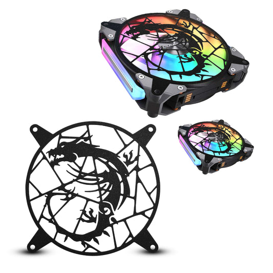 SplashNColor Dragon Fan Cover Compatible with Noctua and Other CPU Coolers & Fans, ARGB 120mm Quiet PC Case Accessories, Gaming Desktop Computer Setup