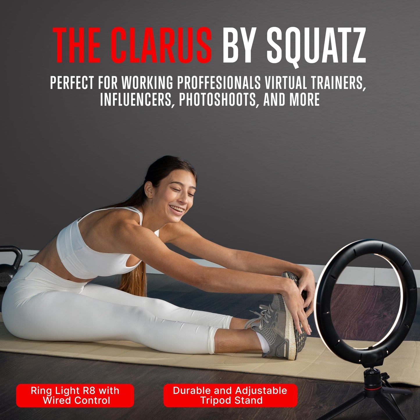 SQUATZ 8'' LED Ring Light with Stand and Phone Holder - 360 Rotating & Standard Tripod Kit - 14W, Remote Control, Adjustable Brightness, Rotation
