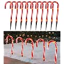Christmas Candy Cane Lights Outdoor Pathway -10 Pack Lighted Candy Cane Pathway Markers Lights Walkway, 10 inch Candycane Christmas Sidewalk Outdoor