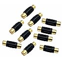 10 Pack RCA Female to Female Coupler, Dafensoy Gold Plated RCA Audio Video Adapter, for Audio, Video, Phono, Subwoofer etc