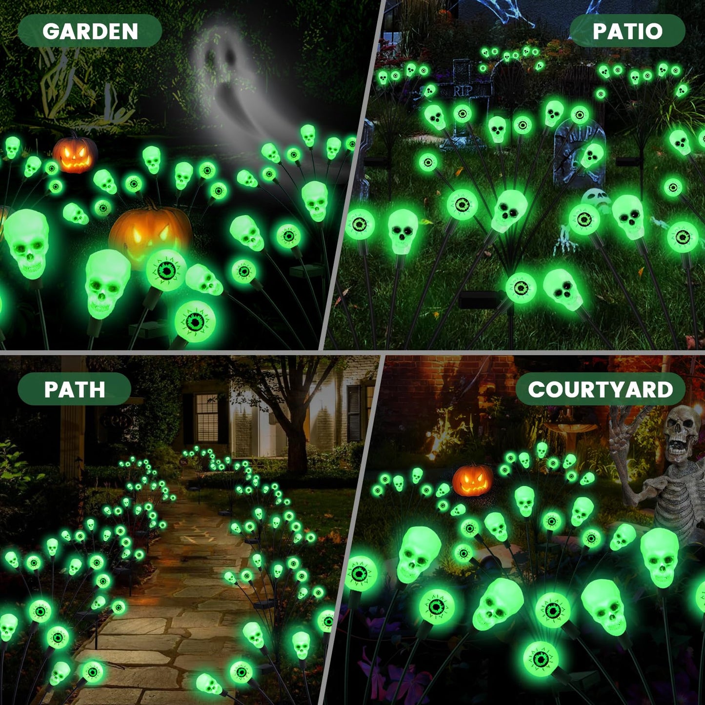 FENSAN Solar Lights Outdoor,Halloween Decorations Outdoor, Scary Eyeball Lights,4PACKS 32LED,IP65 Waterproof,Halloween Decor