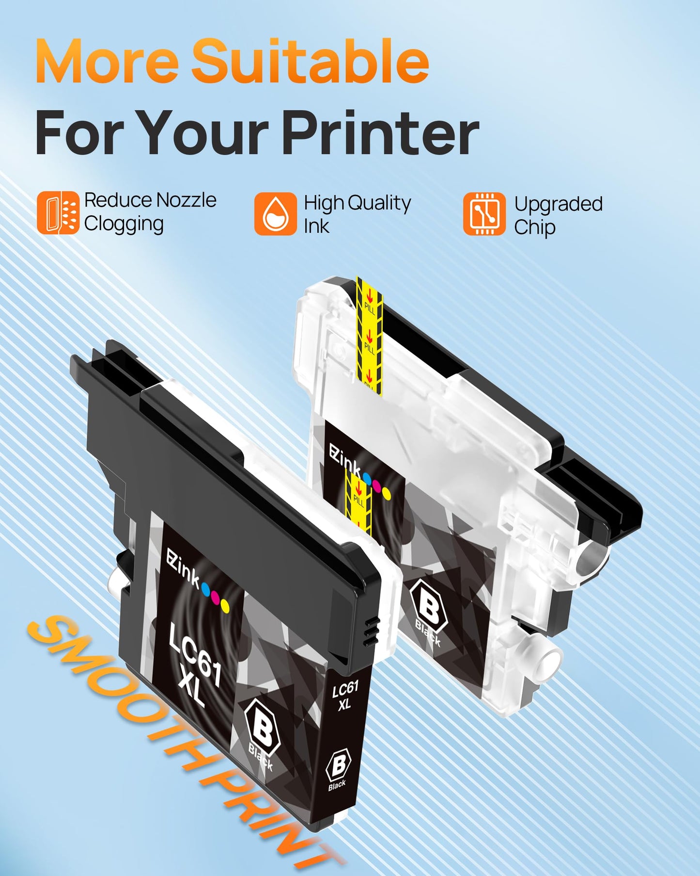 E-Z Ink Compatible Ink Cartridge Replacement for Brother LC61XL LC61 to use with MFC-490CW MFC-495CW MFC-6490CW MFC-6890CDW Printer (1 Black)