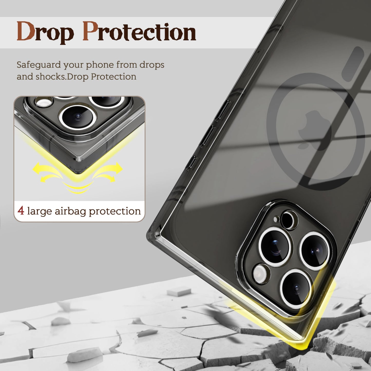 IAIYOXI Rectangle Edge Magnetic Clear Case for iPhone 17 Pro Max, Compatible with MagSafe, Full Camera Protection & Reinforced Corners, Thin Slim