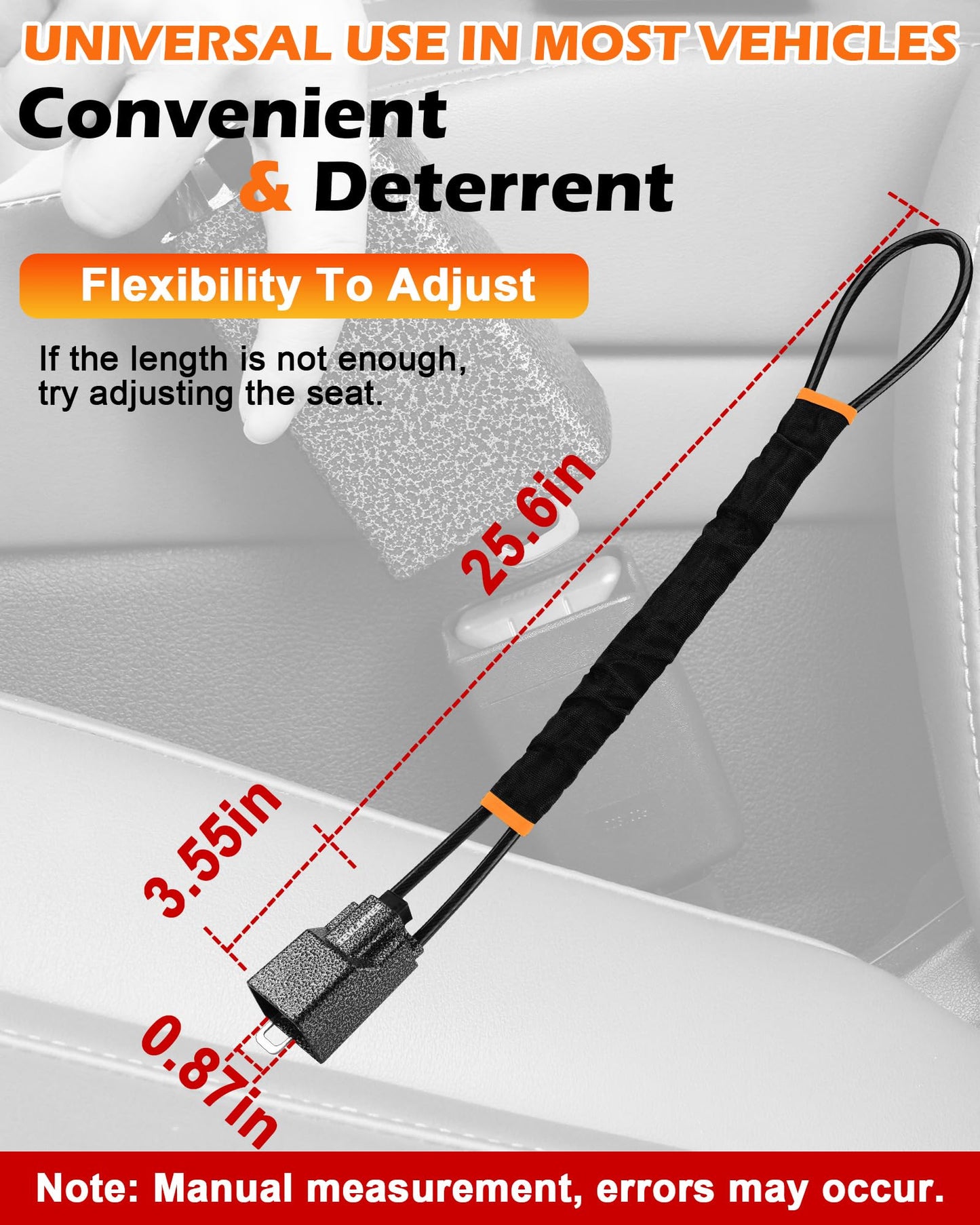 Tevlaphee Steering Wheel Lock Seat Belt Lock Universal Anti Theft Car Device Car Lock Car Theft Prevention with 3 Keys for Car Security Fit Most