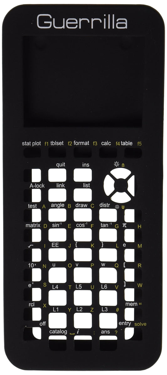 Guerrilla Silicone Case for Texas Instruments TI-84 Plus CE Color Edition Graphing Calculator With Screen protector and Graphing Ruler, Black
