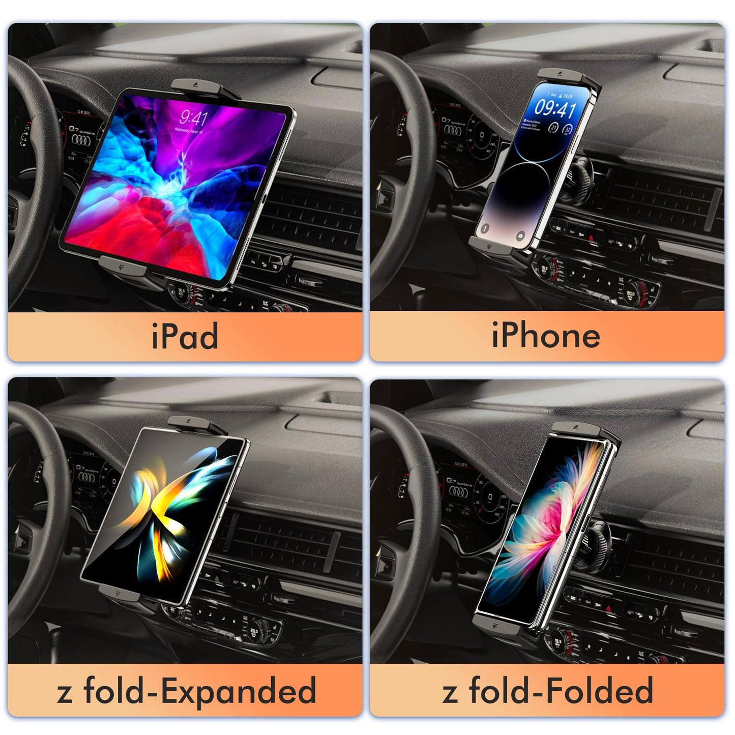 OATSBASF for Z Fold 7 Car Mount, Air Vent Clip Phone Holder for Your Car for Samsung Galaxy Z Fold 7 6 5 4 3 Accessories, Compatible for Google Pixel