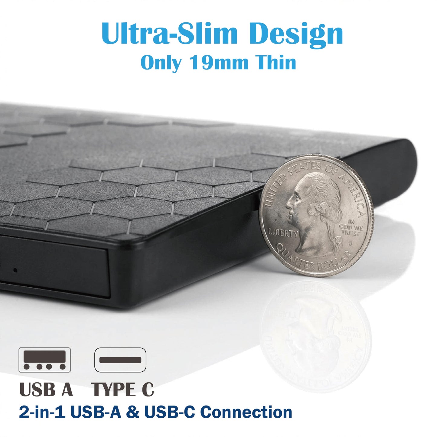 External DVD Drive USB 3.2 Gen 1 Slim Portable CD/DVD Burner, High-Speed Optical Drive Writer for Laptop Desktop, Plug & Play Media Player