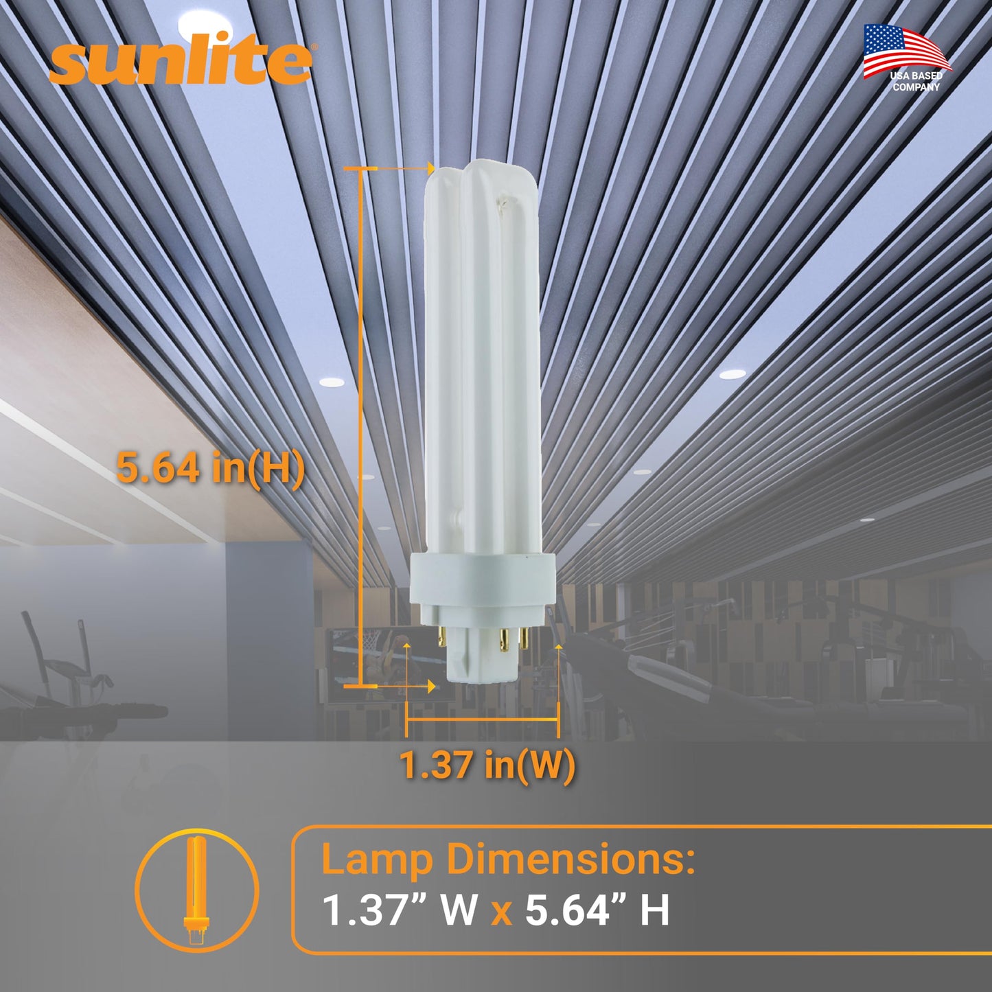 Sunlite Compact Fluorescent PLD 4-Pin Double U-Shaped Twin Tube, 18 Watts, 120 Volts, 1080 Lumens, 5000K Daylight, 4-Pin G24q2 Base, 10 Pack