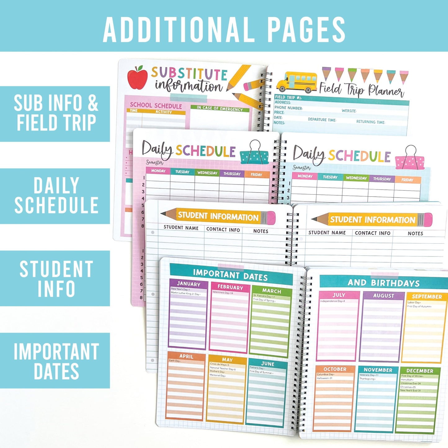 Hadley Designs Teacher Planner 2026-2027 Academic Year - Undated Teacher Lesson Planner Book for Teachers, Homeschool Planners 2026-2027, First Year
