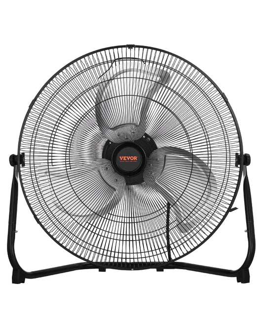 VEVOR Floor Fan, 3 Speeds High Velocity Heavy Duty 20 Inch Industrial Fan, 4800 CFM 360° Adjustable Tilt 21.33 ft/sec Airflow Large Metal Fan,