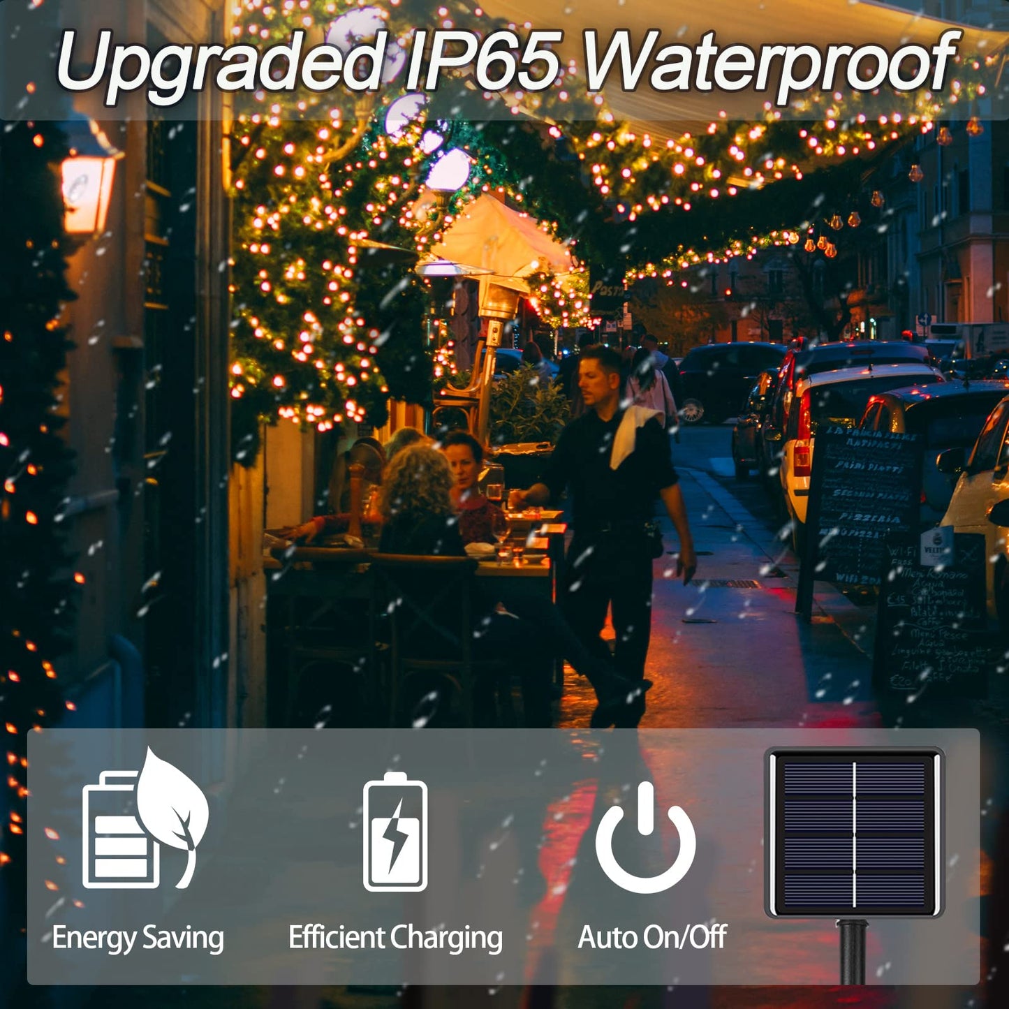 2 Pack Solar String Lights Outdoor, 200 LED Extra-Long 72FT Solar Powered Lights with 8 Lighting Modes, Waterproof Outdoor Lighting Decoration