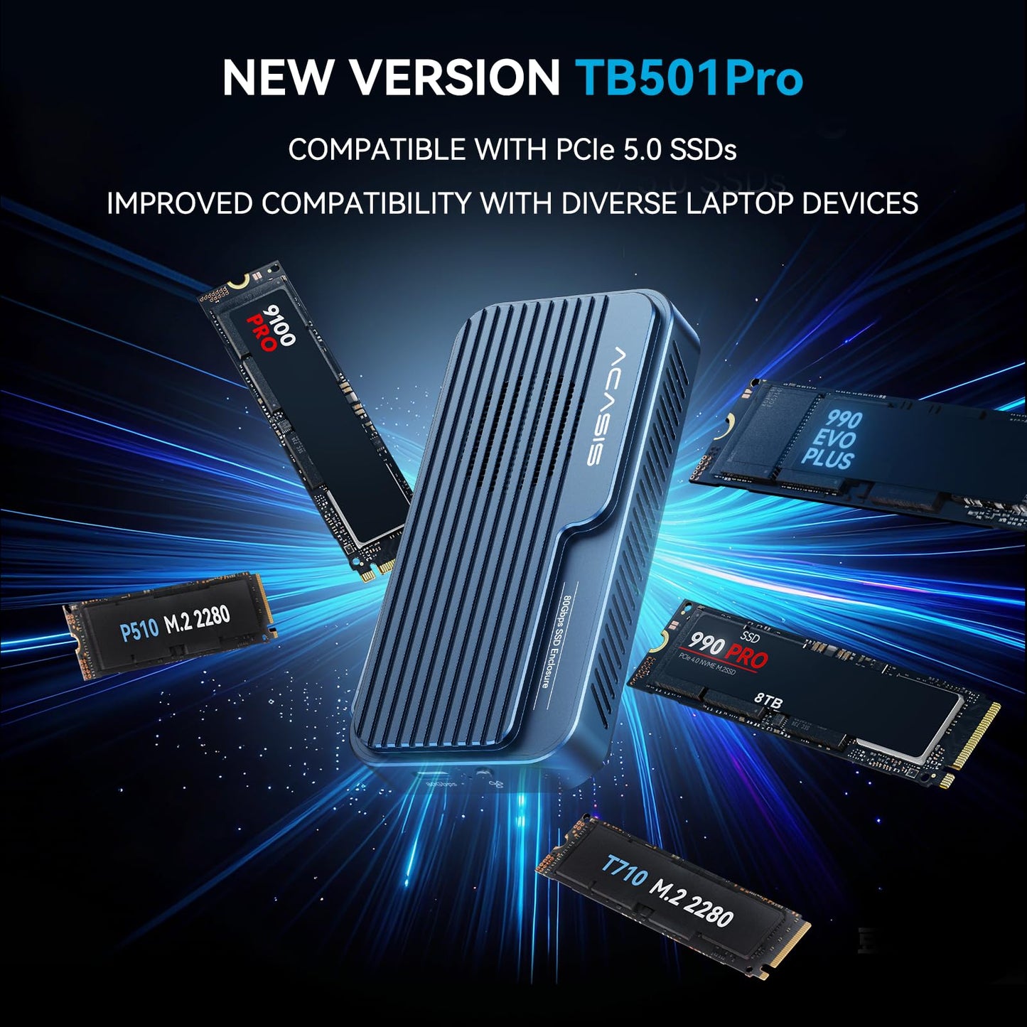 ACASIS 80Gbps M.2 NVMe SSD Enclosure, with Cooling Fan, Compatible with Thunderbolt5/USB4 V2.0, Back Compatible with Thunderbolt4/USB4 V1.0