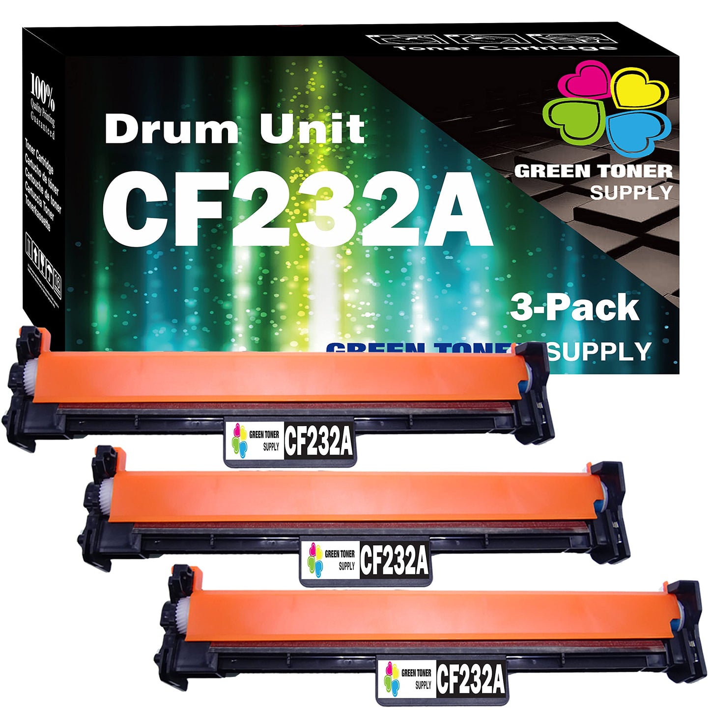 Green Toner Supply 32A Drum (3-Pack) Compatible with CF232A HP32A Drum Unit Only for Laser Pro MFP M118dw M148dw M148fdw M203d M203dn M203dw M227fdn