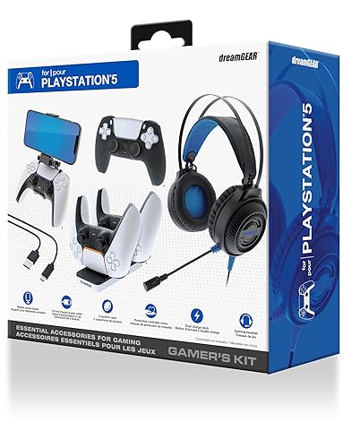 dreamGEAR Gamers Kit Charger for PlayStation 5: PS5 Bundles -Dualsense Gaming Headset and More