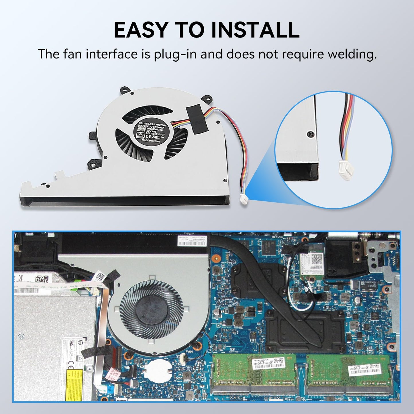 Tivora CPU Cooling Fan Compatible with HP Envy 17-AE, 17T-AE, 17-AE100, 17T-AE100, 925461-001, 925478-001, 17-AE143NG, 17M-AE111DX Touch, Laptop, 5